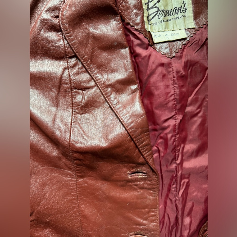 Bonaventura Women's Burgundy Leather Blazer Jacket - Picture 8 of 16